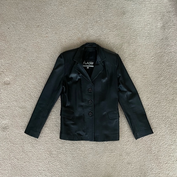 Flash Leather - Black Blazer, lined, Size L - Picture 1 of 3